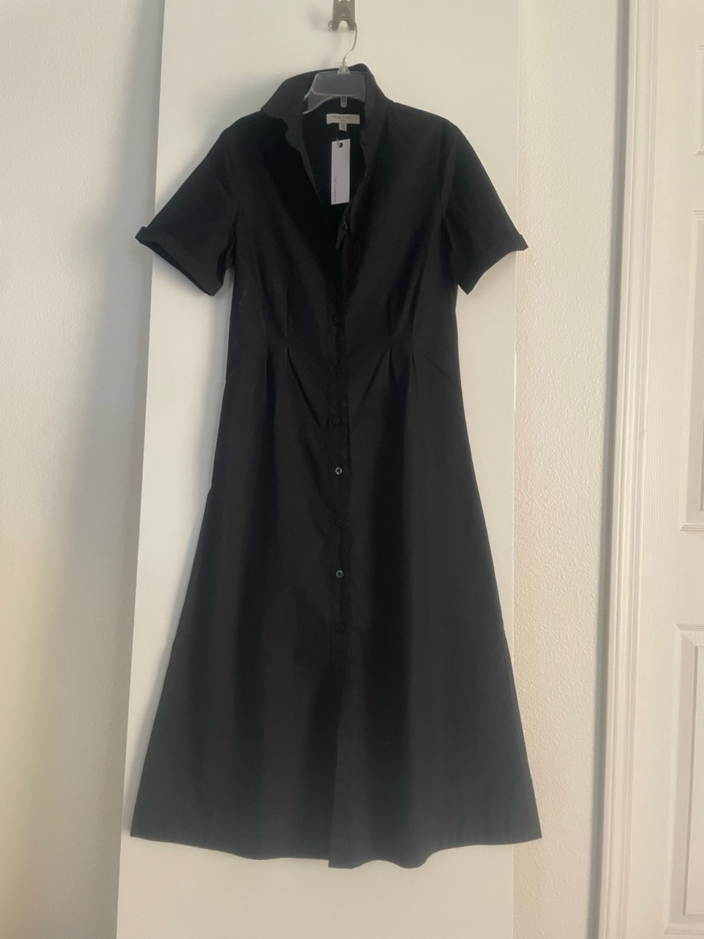 XS Habitual Cotton Classic Black Midi Shirt Dress Short Sleeve NWT
